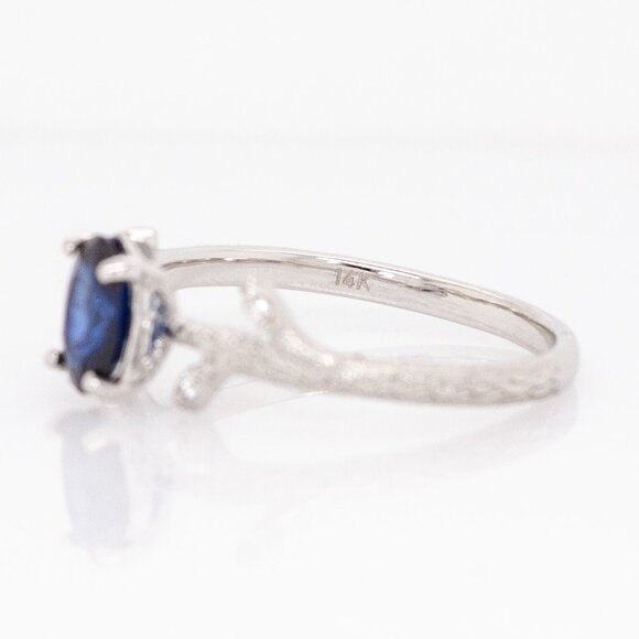 Ceylon Sapphire Ring in Solid 14K White Gold with Natural Diamond Accents - Picture 8 of 8